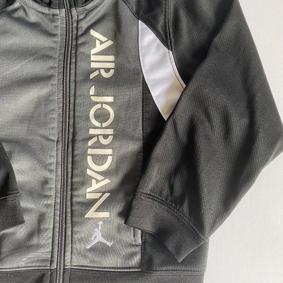 Air Jordan Gray Black White Zip Up Track Jacket Spell out Size Boys 3 Toddler - Picture 3 of 10
